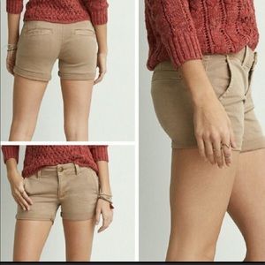 American Eagle Outfitters Khaki Midi Stretch Short